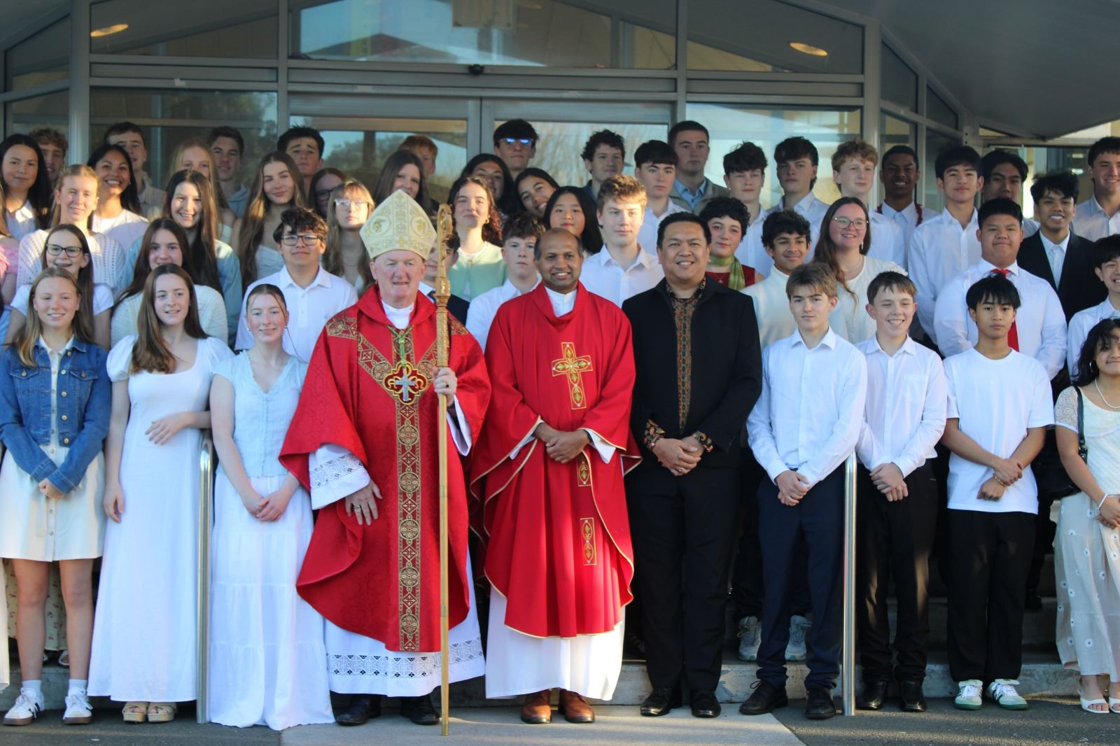 Confirmation candidates with the bishop and parish priests