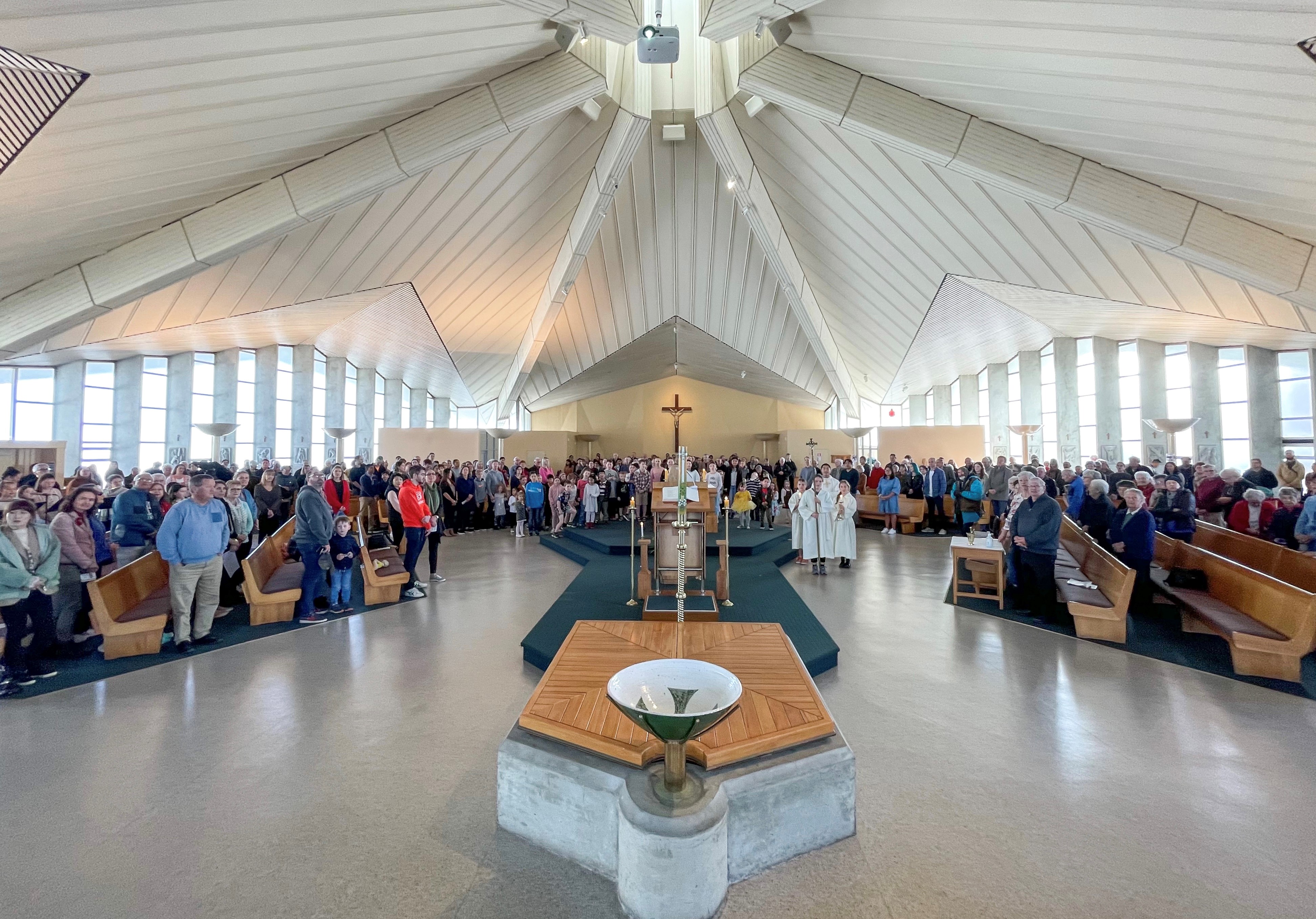 The congregation gathered for Mass at St Joseph's Church, New Plymouth