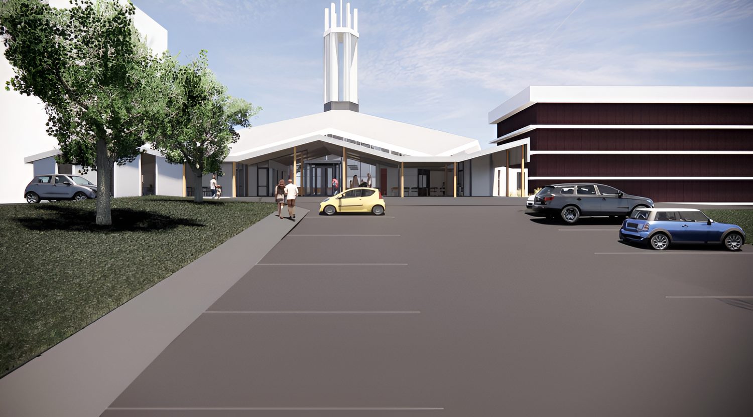 Architectural render of the proposed new parish centre on Powderham Street